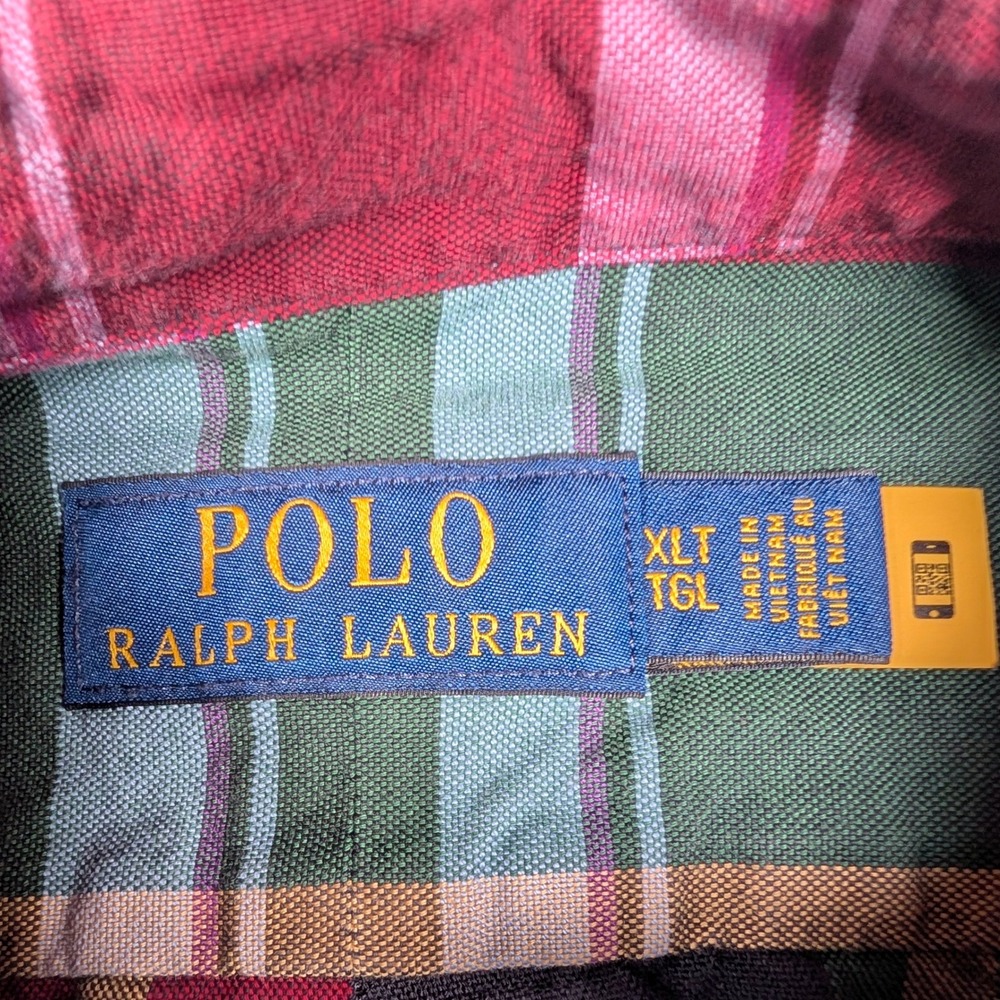 Polo Ralph Lauren Button Down Shirt Mens XLT Multi Color Plaid Long Sleeve Work - Picture 3 of 9